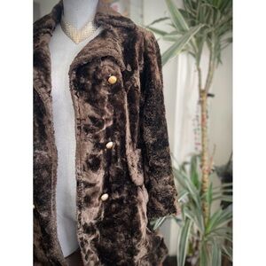 VTG 1960 / 1970 | S | Classic Mod Double-Breasted Faux Fur Glamour Long Coat
